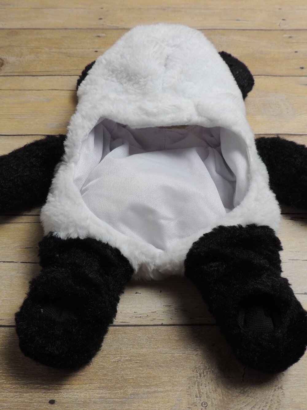 Petco Bootique Panda Dog Costume Hooded Plush Fuzzy Size S Used